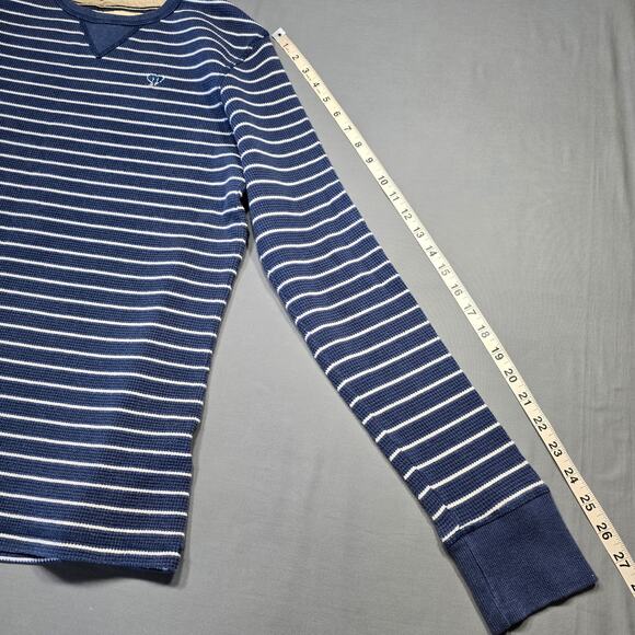 Ditch Plains Blue Shirt Striped Thermal Waffle Knit Long Sleeves Top Mens Size M - Picture 10 of 10